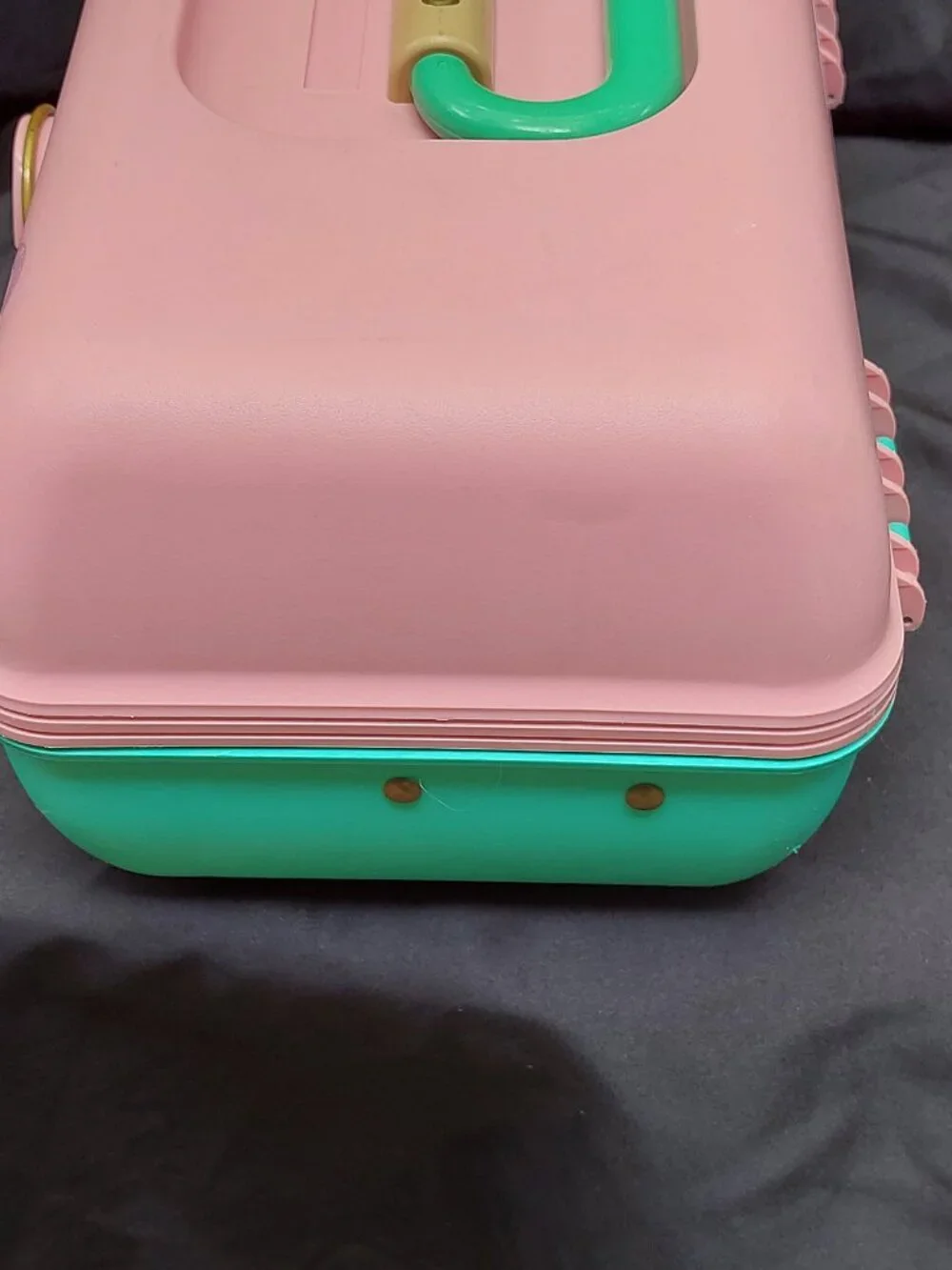 CABOODLES 90s Pink & Green Two Tier w/ Mirror Make Up Case Organizer